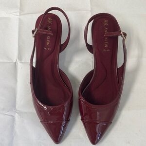 Anne Klein Maroon Patent Slingback Heels